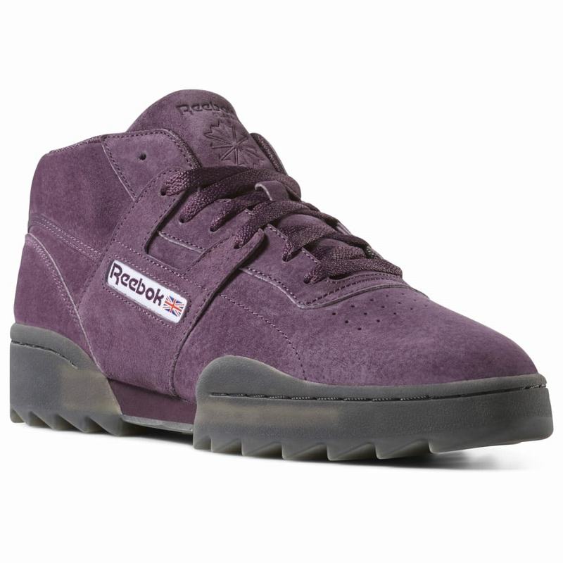 Tenisi Reebok Workout Clean Mid Ripple Barbati Violet/Negrii Romania TP9482SU